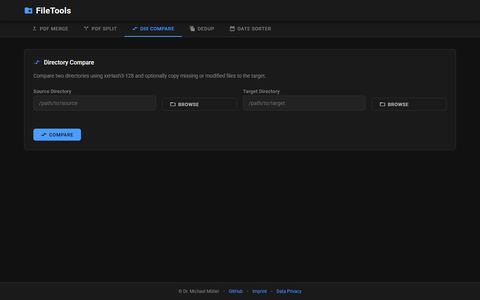 Directory Compare tab with one field each for the source and target directory